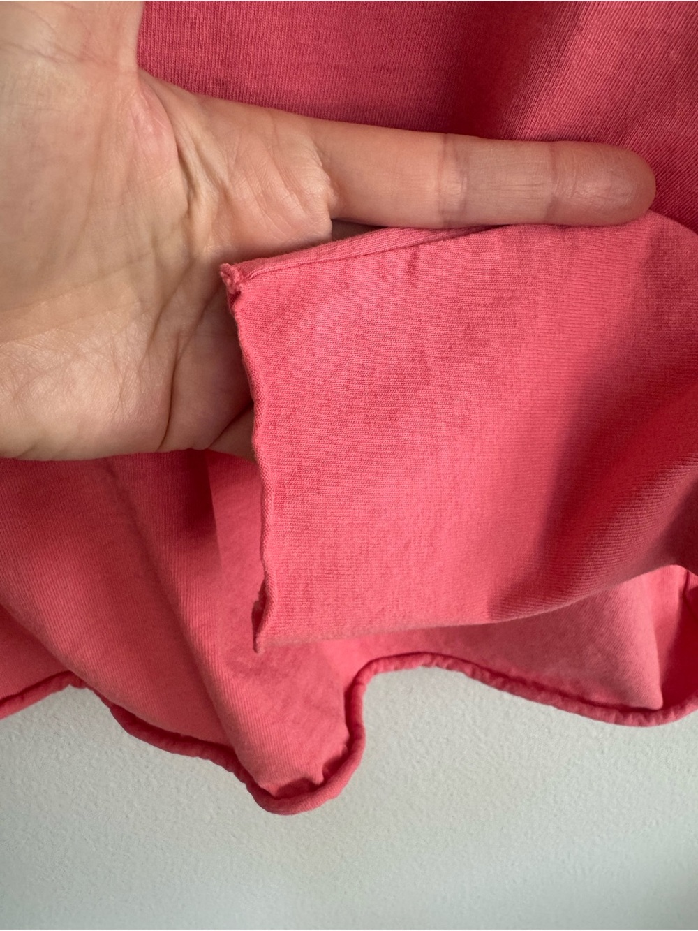 Frank & Eileen Patrick Popover Henley Pink Coral Cotton Raw Hem Minimalist S - Picture 8 of 15